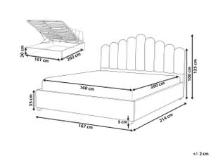 Lit double VINCENNES Noir - Blanc crème - Blanc - Largeur : 167 cm