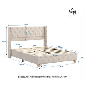 Polsterbett HAO AGD26 Beige - 149 x 195 cm