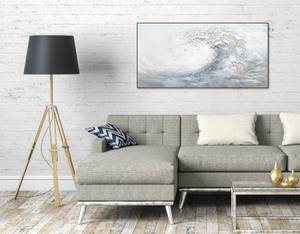 Acrylbild handgemalt Rhythm of the Sea Grau - Massivholz - Textil - 120 x 60 x 4 cm