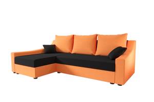 Ecksofa ONTARI Schwarz - Orange - Ecke davorstehend links