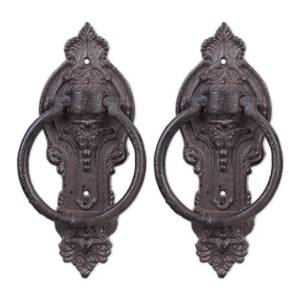 Heurtoir de porte antique en lot de 2 Noir - Marron - Métal - 11 x 26 x 3 cm