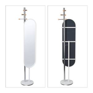 Garderobenständer mit Spiegel Braun - Silber - Weiß - Glas - Metall - 35 x 175 x 30 cm