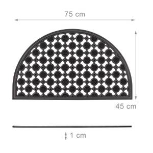 Fußabtreter Gummi halbrund Schwarz - Kunststoff - 75 x 1 x 45 cm