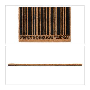 Kokos Fußmatte Barcode Schwarz - Braun - Naturfaser - Kunststoff - 60 x 2 x 40 cm