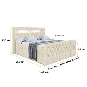 Boxspringbett AURORA Beige - Breite: 180 cm - H4