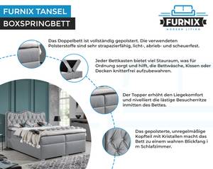 Boxspringbett TANSEL Grau - Breite: 124 cm