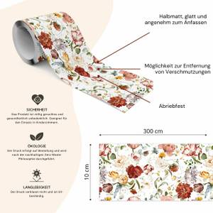 Bande Décorative Fleurs Feuilles Plantes Vert - Rouge - Blanc - Papier - Textile - 10 x 300 x 300 cm