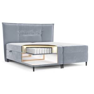 Boxspringbett Koussi II Taschenfederkern Blaugrau - Breite: 200 cm