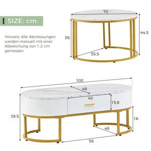 Couchtisch MARBZoom (2er Set) Weiß - Holzwerkstoff - Metall - 70 x 45 x 100 cm