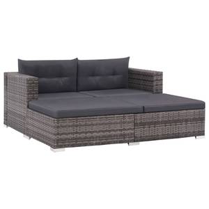 Garten-Sofagarnitur Grau - Metall - Polyrattan - 70 x 26 x 139 cm