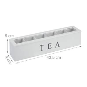 Bambus Teebox mit 6 Fächern Grau - Weiß - Bambus - Kunststoff - 44 x 9 x 9 cm