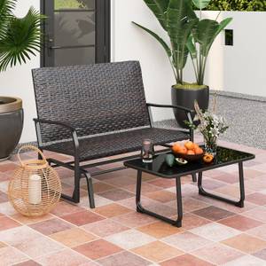 Gartenbank ZB33614NZDE Braun - Polyrattan - 80 x 94 x 120 cm