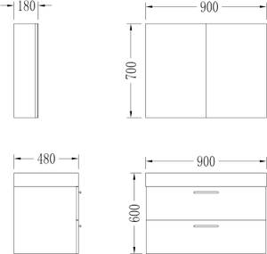 Waschtisch Quadratto Weiß - Breite: 90 cm