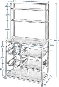 Standregal Nikki Schwarz - Braun - Holzwerkstoff - Metall - 80 x 160 x 38 cm