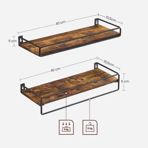 2er-Set Wandregal Schweberegal Braun - Holzwerkstoff - 16 x 5 x 40 cm