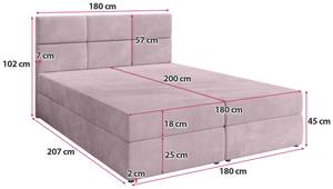 Boxspringbett BOSTON Altrosa - Breite: 180 cm