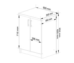 Meuble de Cuisine bas LIMA 60 2T Marron - Blanc - Bois manufacturé - 60 x 82 x 45 cm