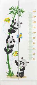 Armoire blanche Roma /motif Panda/ Bois manufacturé - 43 x 162 x 70 cm