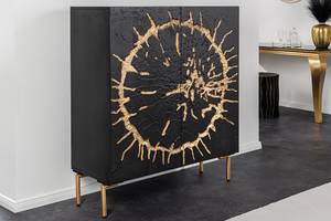 Highboard THE CIRCLE Schwarz - Gold - Massivholz - Holzart/Dekor - 100 x 122 x 38 cm