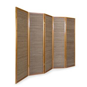 Paravent 5 parties bambou 383 Marron - En partie en bois massif - 220 x 175 x 2 cm