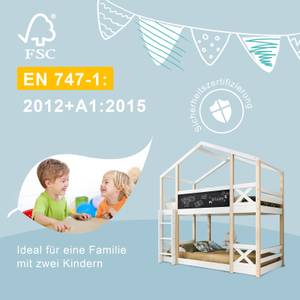 Kinder Etagenbett Hausbetten HBLT30 Weiß - Massivholz - 96 x 205 x 207 cm