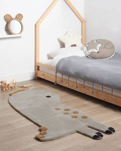 Tapis enfant DINO Gris - Fourrure véritable - 100 x 160 cm