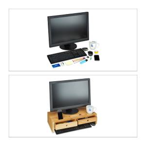 Monitorständer Bambus mit 2 Schubladen Braun - Bambus - 60 x 14 x 30 cm