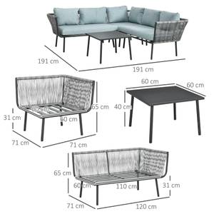 Rattan Gartenmöbel-Set 860-275V00GY Metall - 71 x 65 x 120 cm