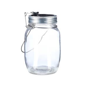 Lampe solaire bocal verre blanc 1 L Noir - Argenté - Verre - 10 x 18 x 11 cm