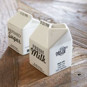Milchkännchen Carton Jar Milk Schwarz - Weiß - Porzellan - Stein - 7 x 11 x 9 cm