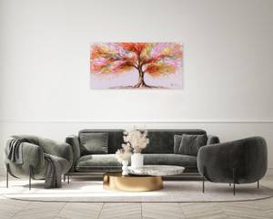 Tableau peint Magic Blossom Tree Bois massif - Textile - En partie en bois massif - 120 x 60 x 4 cm