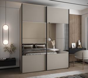 SCHWEBETÜRENSCHRANK LUX Beige - Schwarz - Breite: 190 cm