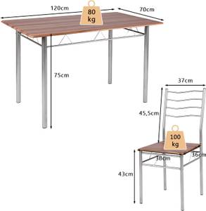 5-teiliges Esstisch-Set Silber