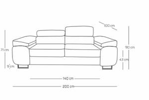 Sofa ANDROMEDE 2 Schwarz - Holzwerkstoff - 200 x 90 x 100 cm