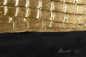 Acrylbild handgemalt Egyptian Echoes Schwarz - Gold - Massivholz - Textil - 60 x 90 x 4 cm