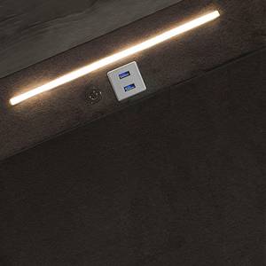 Table de chevet LED 2 prises USB BLOOM Marron - En partie en bois massif - 49 x 56 x 45 cm