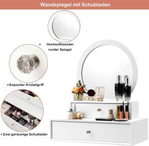 Schminktisch Spiegel Weiß - Holzwerkstoff - 26 x 59 x 51 cm