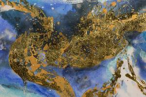 Acrylbild handgemalt Blaue Ewigkeit Blau - Gold - Massivholz - Textil - 120 x 60 x 4 cm