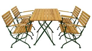 Set Passau 5-teilig Braun - Grün - Metall - Massivholz - Holzart/Dekor - 70 x 72 x 110 cm