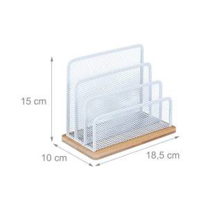 Briefhalter Metall & Bambus Braun - Weiß - Bambus - Metall - 19 x 15 x 10 cm