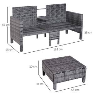 Gartenmöbel-Set 860-054GY Grau - Metall - 65 x 86 x 162 cm