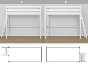 Hochbett N02 Weiß - 80 x 190 cm