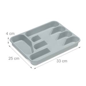 Besteckkasten 2er Set Grau - Kunststoff - 25 x 4 x 33 cm