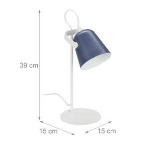 Schreibtischlampe Metall Blau - Weiß - Metall - Textil - 15 x 39 x 15 cm