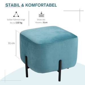 Hocker 838-118 Türkis - Textil - 45 x 42 x 45 cm