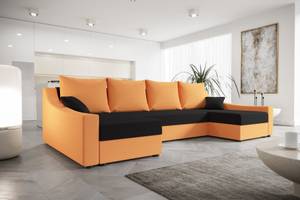 Ecksofa ONTARI-U Schwarz - Orange