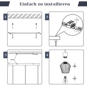 Pendelleuchte Ziel 3-flammig Schwarz - Metall - 12 x 150 x 50 cm