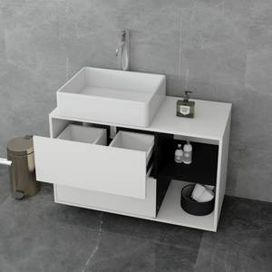 Meuble sous-lavabo 100x60x45,5cm Noir - Blanc - Bois manufacturé - 46 x 60 x 100 cm