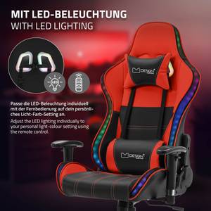 Gamingstuhl mit RGB Licht & Lautsprecher Schwarz - Rot