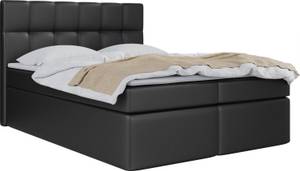 Boxspringbett mit Topper ARTENO Hochglanz Schwarz - Breite: 140 cm - H3